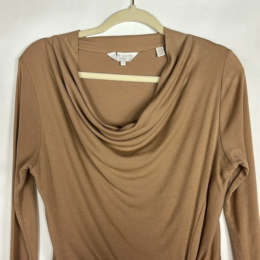 Ted Baker Neyda Jersey Drape Wrap Dress Long Sleeve Lightweight Knit Dress